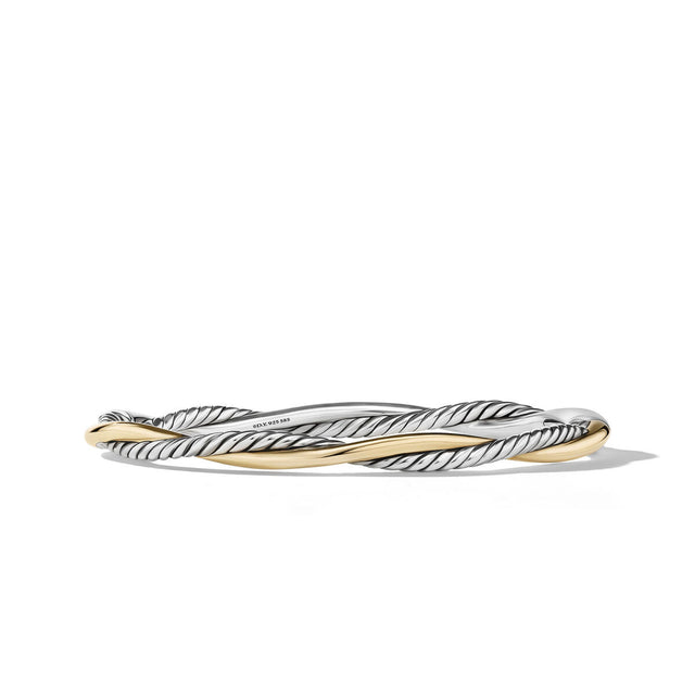 David Yurman Petite Infinity Bracelet in Sterling Silver with 14K Yellow Gold - Large