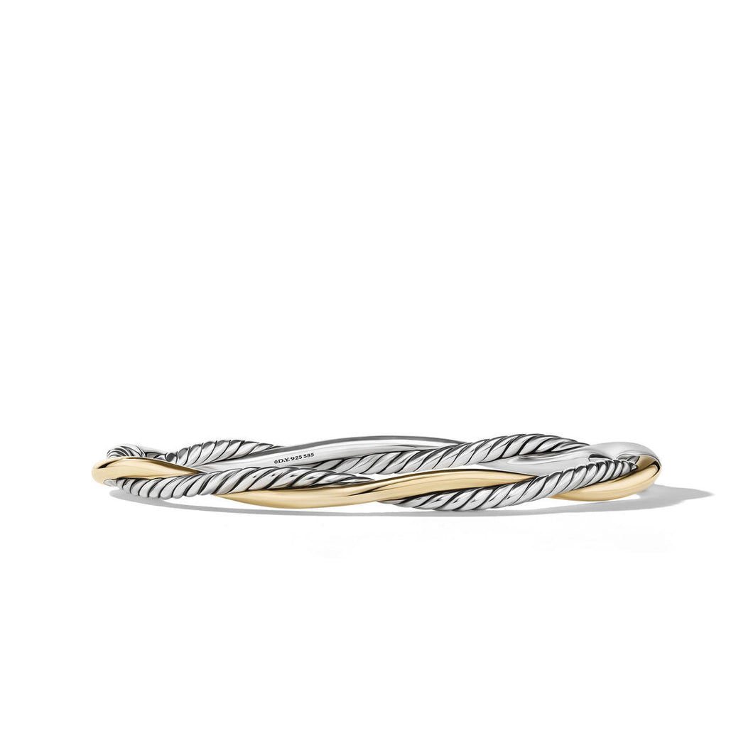 David Yurman Petite Infinity Bracelet in Sterling Silver with 14K Yellow Gold - Medium