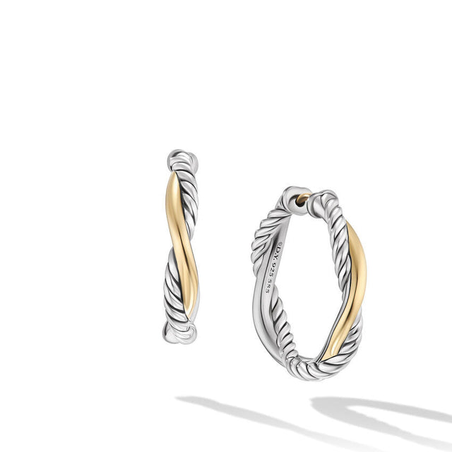 David Yurman Petite Infinity Hoop Earrings in Sterling Silver with 14K Yellow Gold