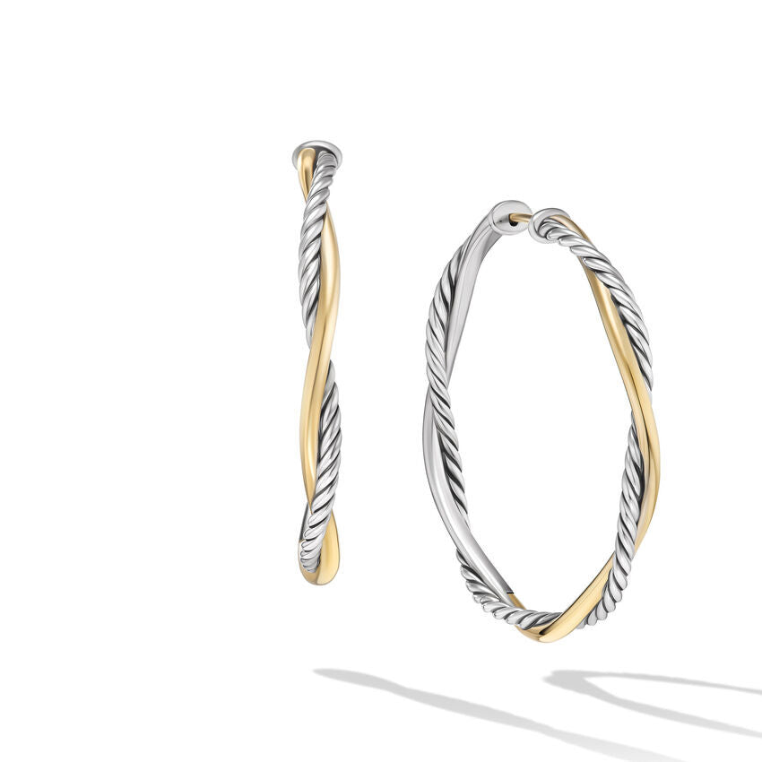 David Yurman Petite Infinity Hoop Earrings in Sterling Silver with 14K Yellow Gold