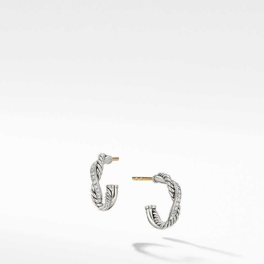 David Yurman Petite Infinity Huggie Hoop Earrings with Pave Diamonds