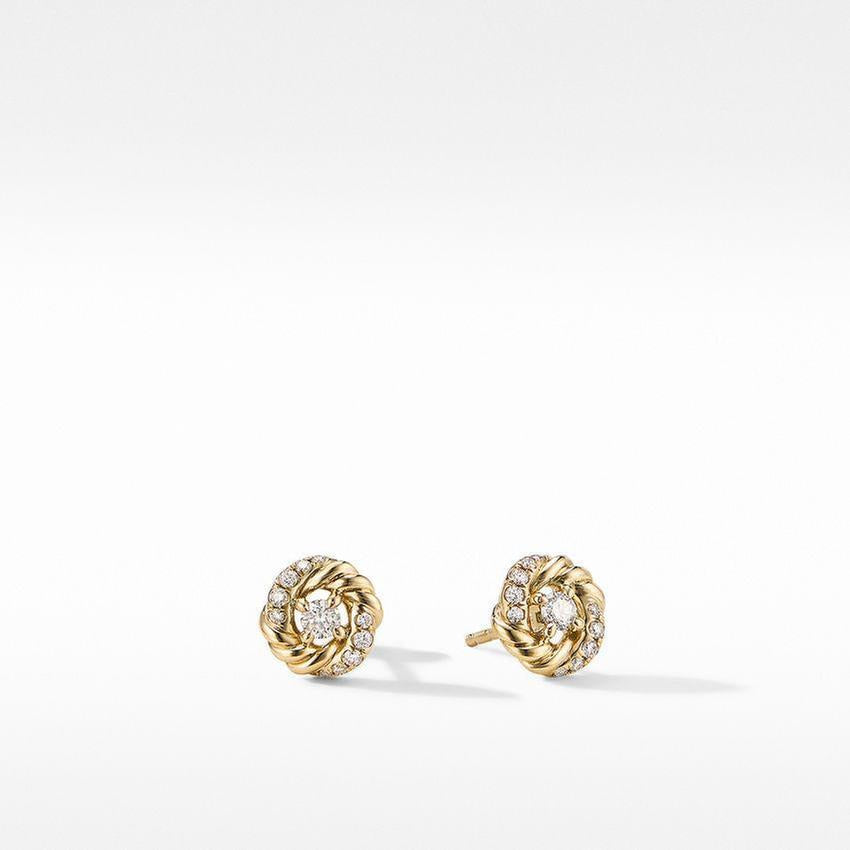 David Yurman Petite Infinity Stud Earrings in 18k Yellow Gold with Diamonds