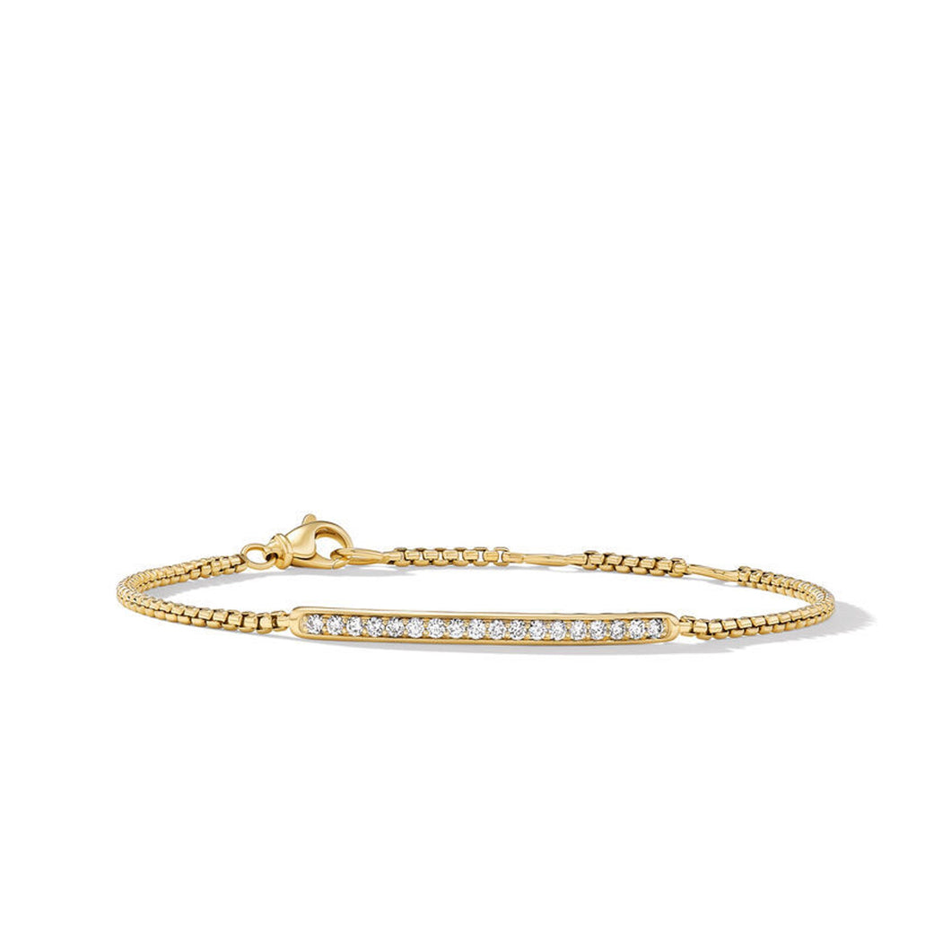 David Yurman Petite Pave Bar Bracelet in 18K Yellow Gold with Diamonds 1.7mm