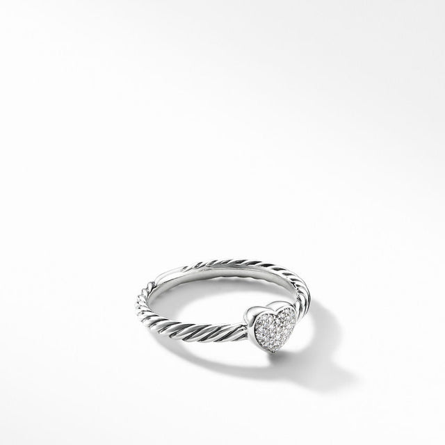 David Yurman Petite Pave Heart Ring with Diamonds - Size 7