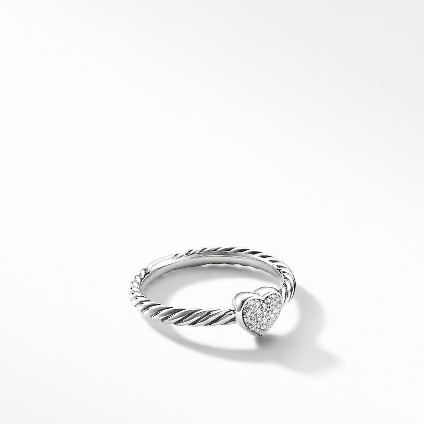 David Yurman Petite Pave Heart Ring with Diamonds - Size 7