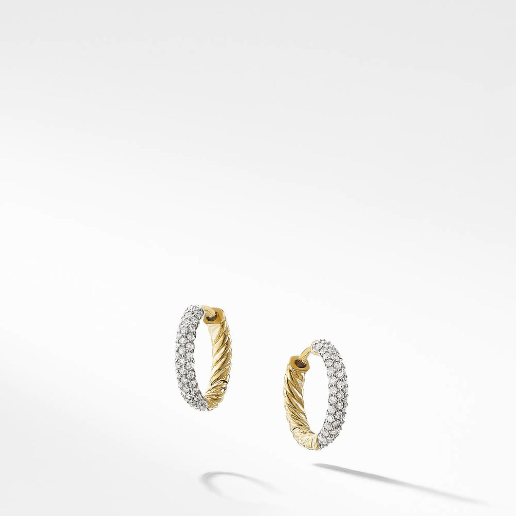 David Yurman Petite Pave Huggie Hoop Earrings with Diamonds in 18k Gold