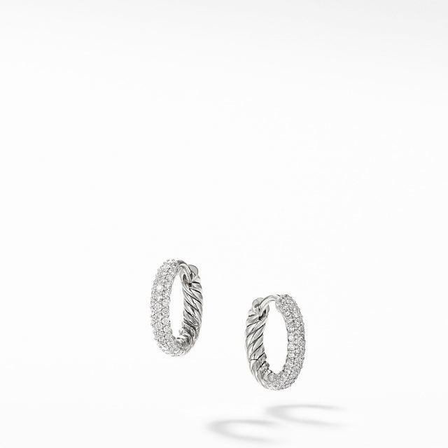 David Yurman Petite Pave Huggie Hoop Earrings with Diamonds