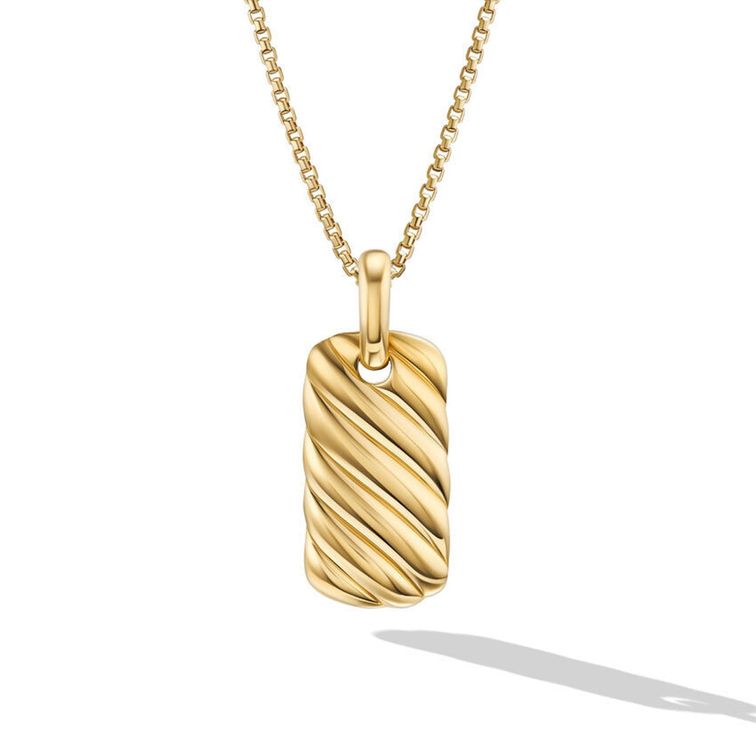 David Yurman Petite Sculpted Cable Tag in 18K Yellow Gold 24mm