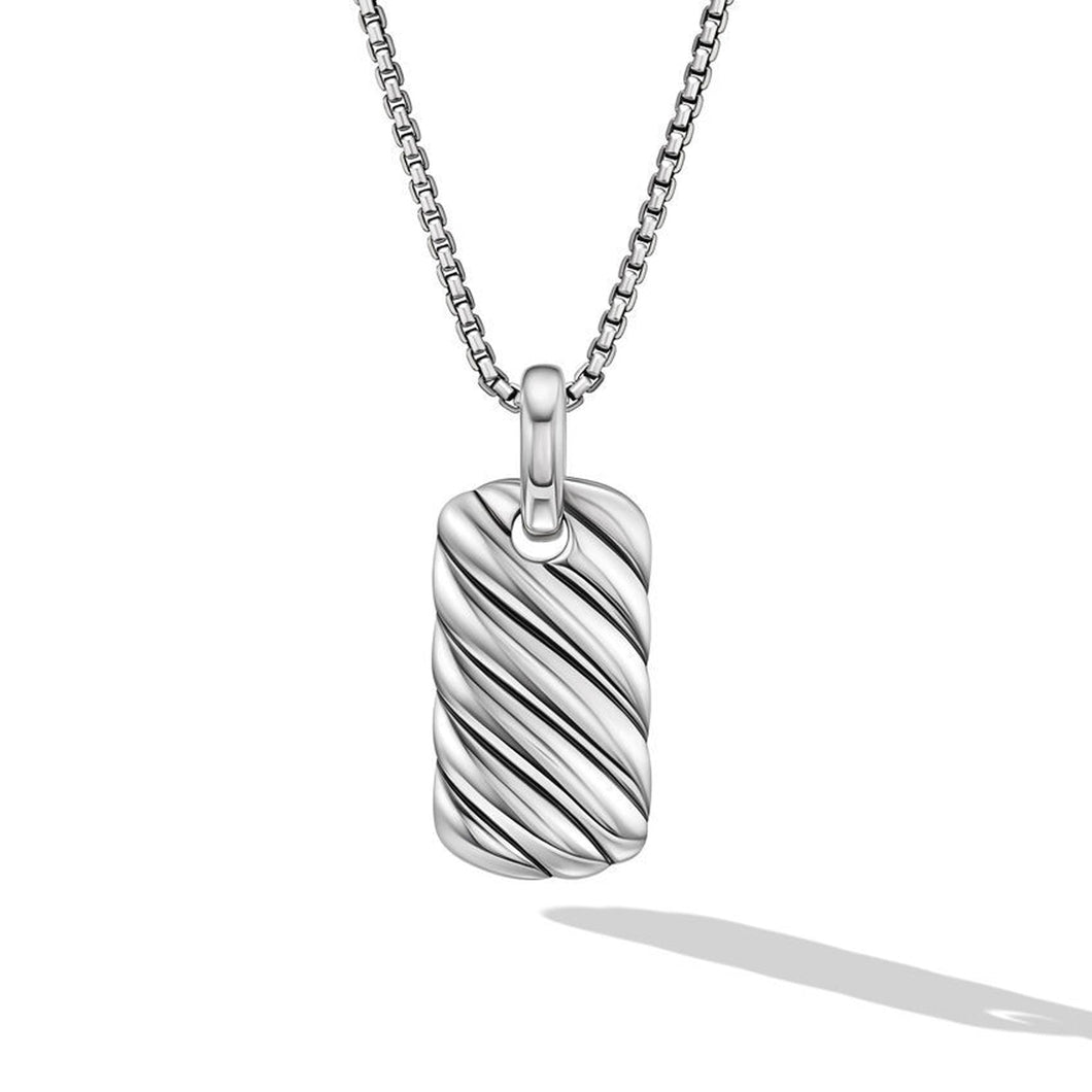 David Yurman Petite Sculpted Cable Tag in Sterling Silver 24mm