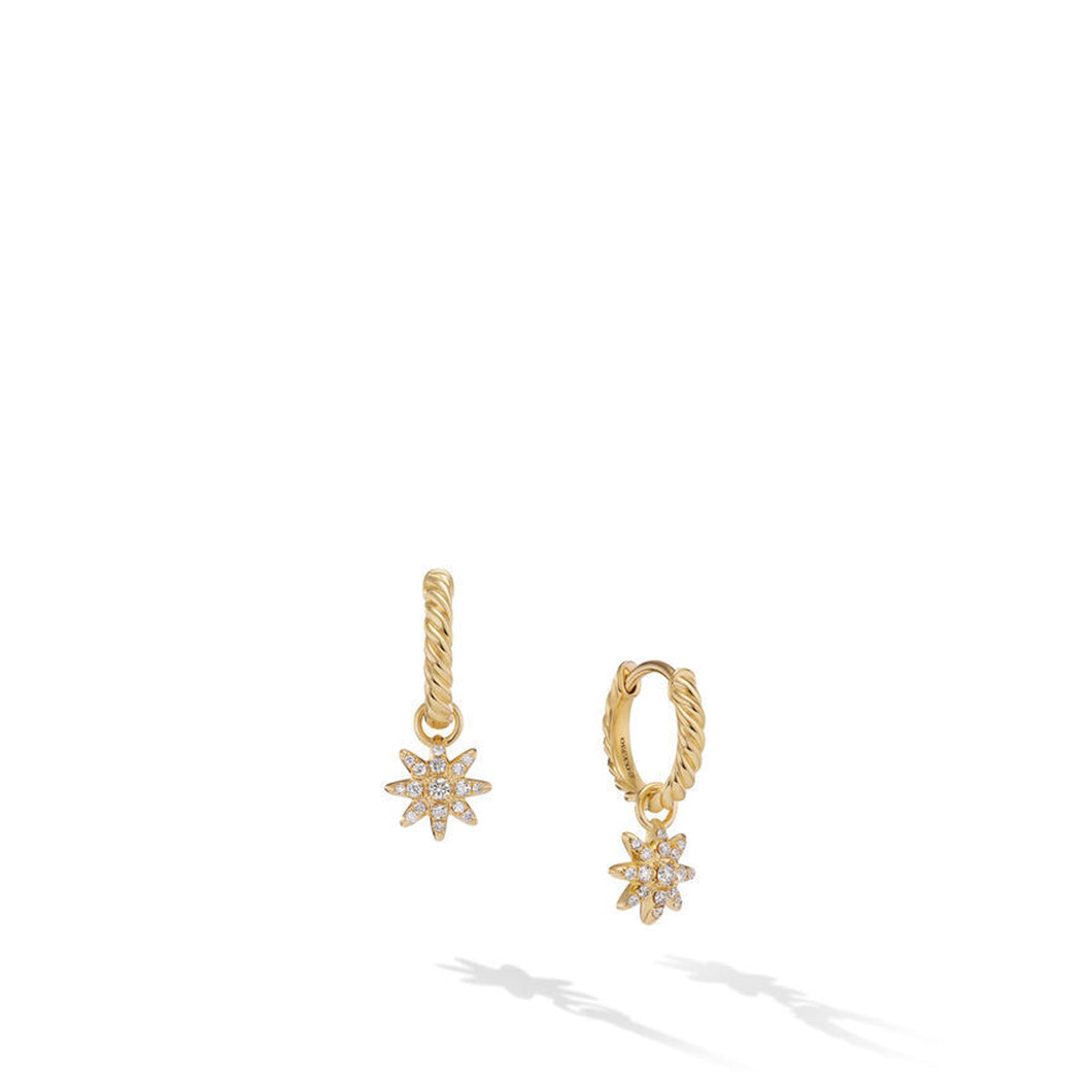 David Yurman Petite Starburst Drop Earrings in 18K Yellow Gold with Diamonds 18.1mm