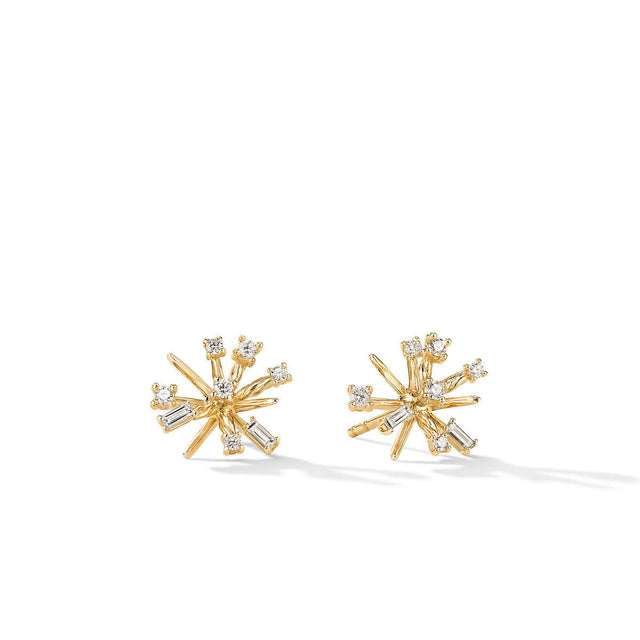 David Yurman Petite Supernova Stud Earrings in 18K Yellow Gold with Diamonds