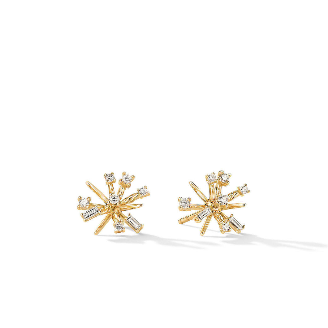 David Yurman Petite Supernova Stud Earrings in 18K Yellow Gold with Diamonds