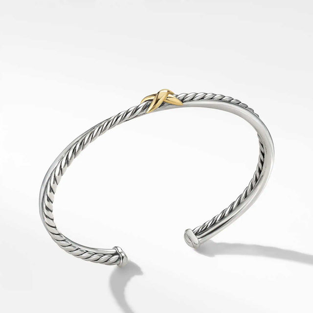 David Yurman Petite X Center Station Bracelet with 18k Yellow Gold, 5.2mm - Small