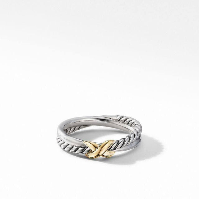 David Yurman Petite X Ring with 18k Yellow Gold - Size 7