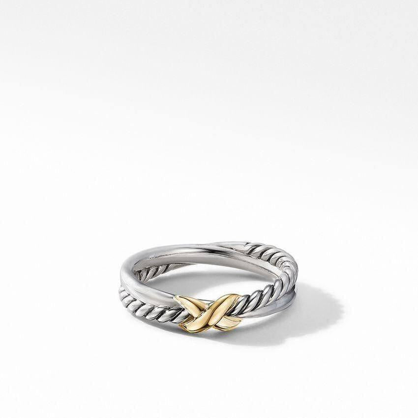 David Yurman Petite X Ring with 18k Yellow Gold - Size 7