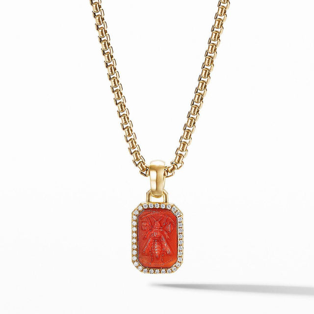 David Yurman Petrvs Small Bee Charm in 18K Rose Gold with Carnelian and Pave Diamonds