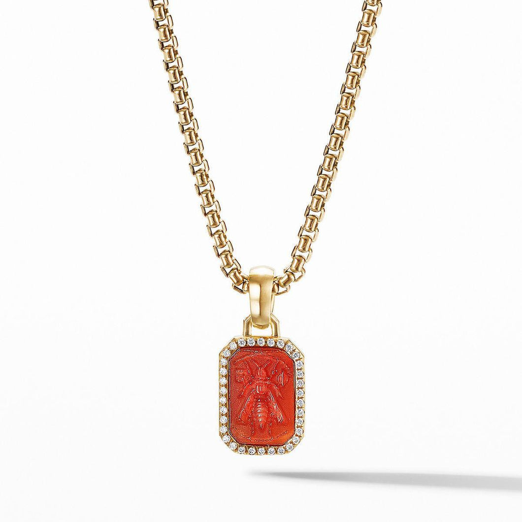 David Yurman Petrvs Small Bee Charm in 18K Rose Gold with Carnelian and Pave Diamonds