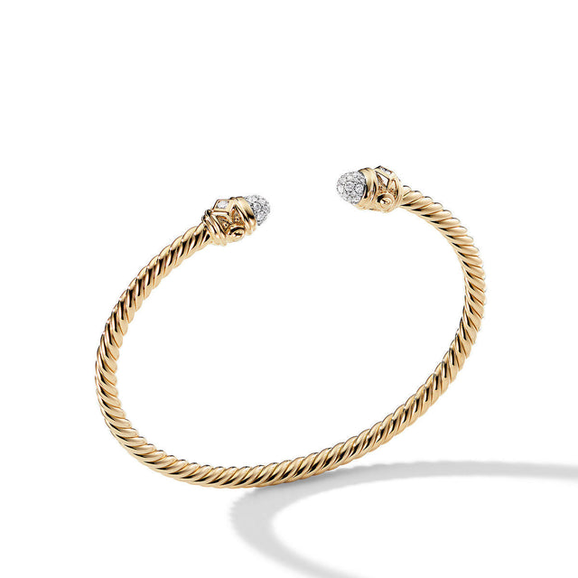 David Yurman Renaissance Bracelet in 18K Yellow Gold with Pave Diamonds - Large