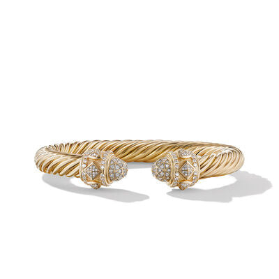 David Yurman Renaissance Bracelet in 18K Yellow Gold with Pave Diamonds - Medium