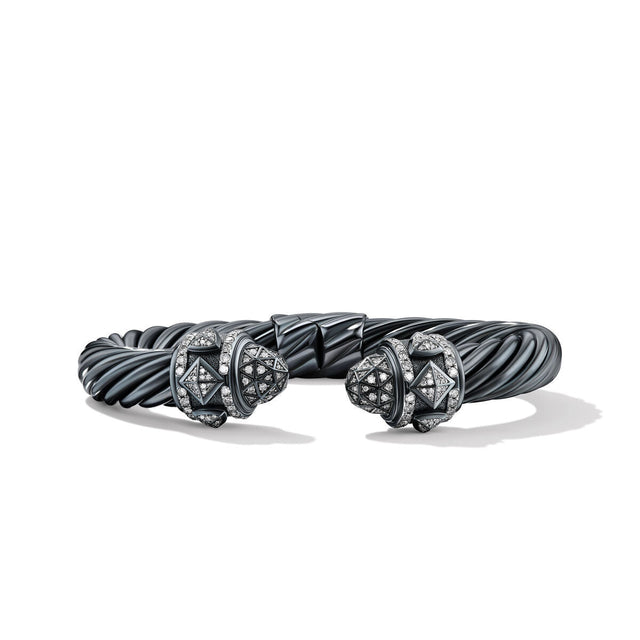David Yurman Renaissance Bracelet in Blackened Silver with Pave Diamonds | Large