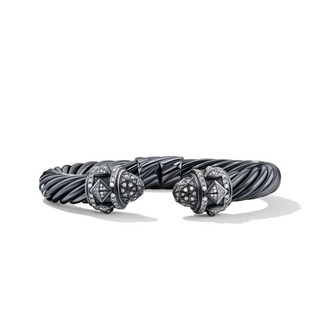 David Yurman Renaissance Bracelet in Blackened Silver with Pave Diamonds | Large