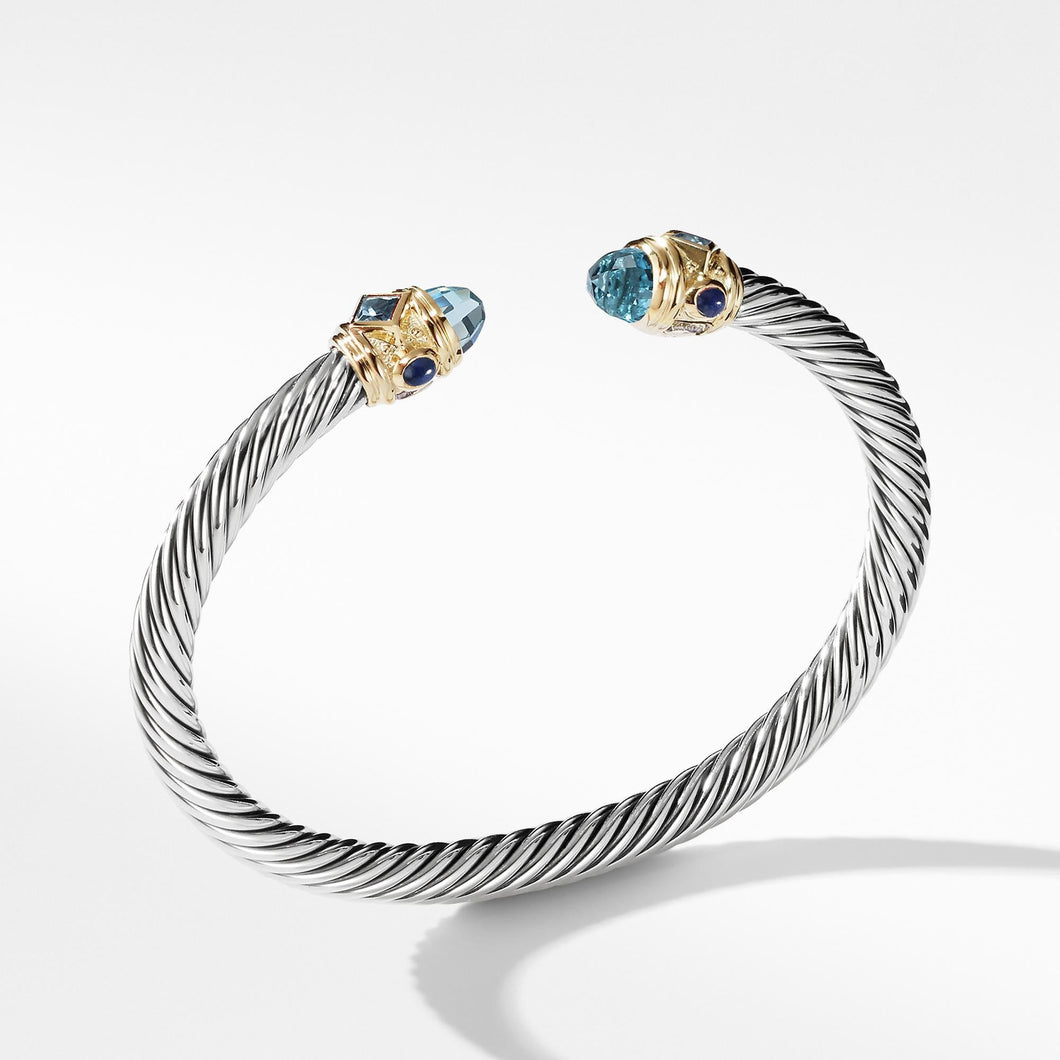 David Yurman Renaissance Bracelet with Blue Topaz, Lapis Lazuli and 14k Gold, 5mm - Medium