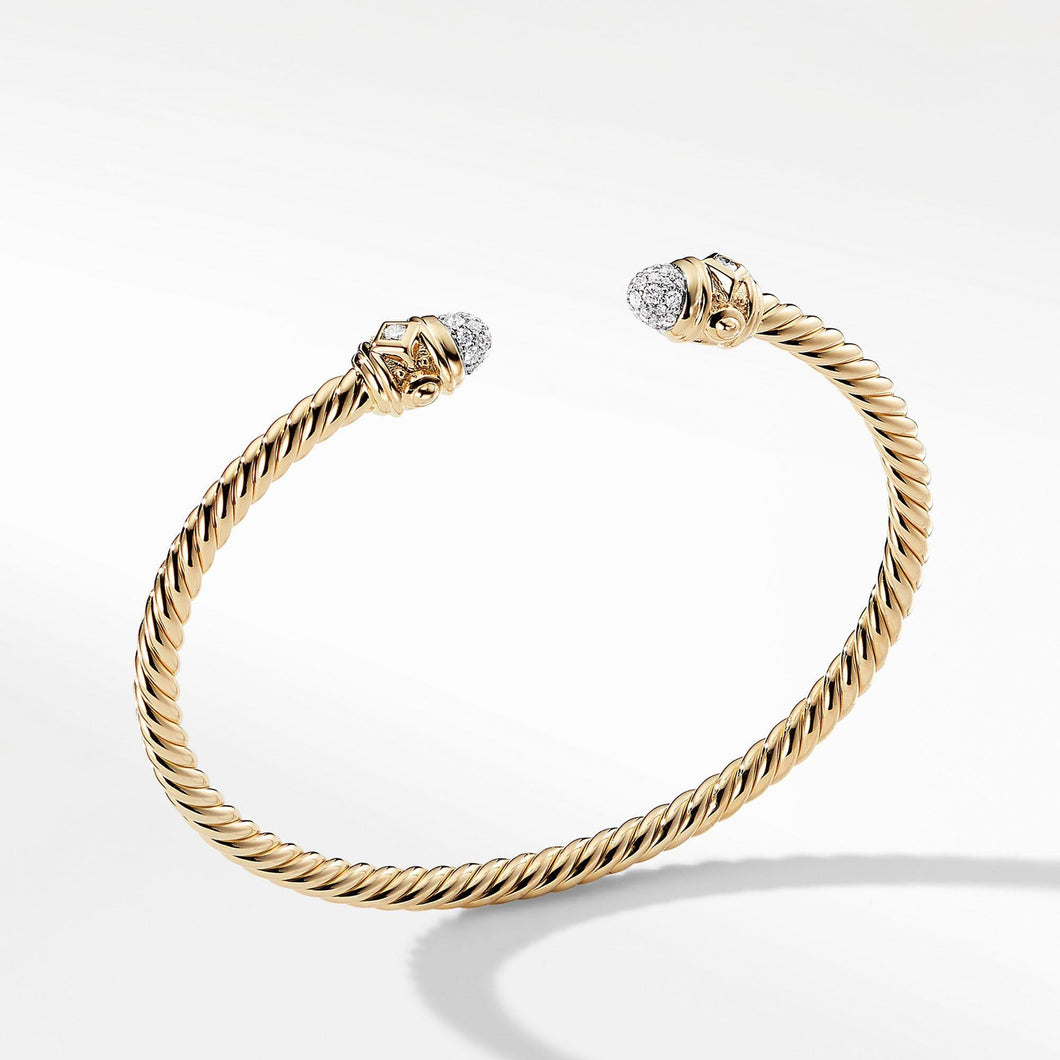 David Yurman Renaissance Bracelet with Diamonds in 18k Gold, 3.5mm - Medium