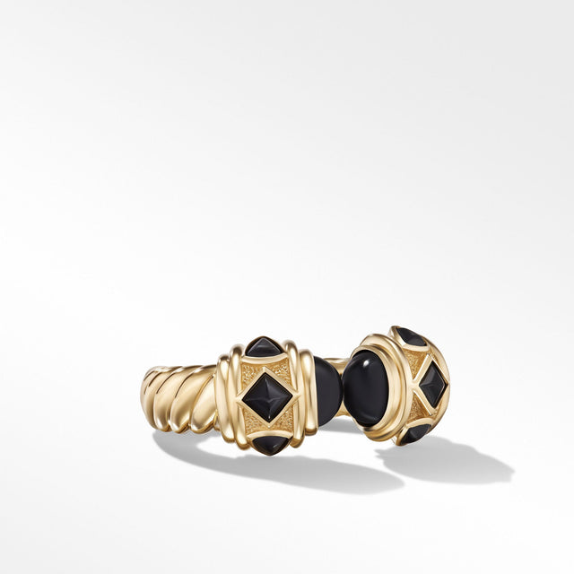 David Yurman Renaissance Color Ring in 18K Yellow Gold with Black Onyx | Size 7