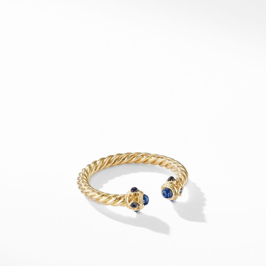 David Yurman Renaissance Ring in 18K Gold with Blue Sapphires | Size 5.5