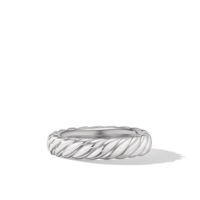 David Yurman Sculpted Cable Band Ring in 18K White Gold | Size 7