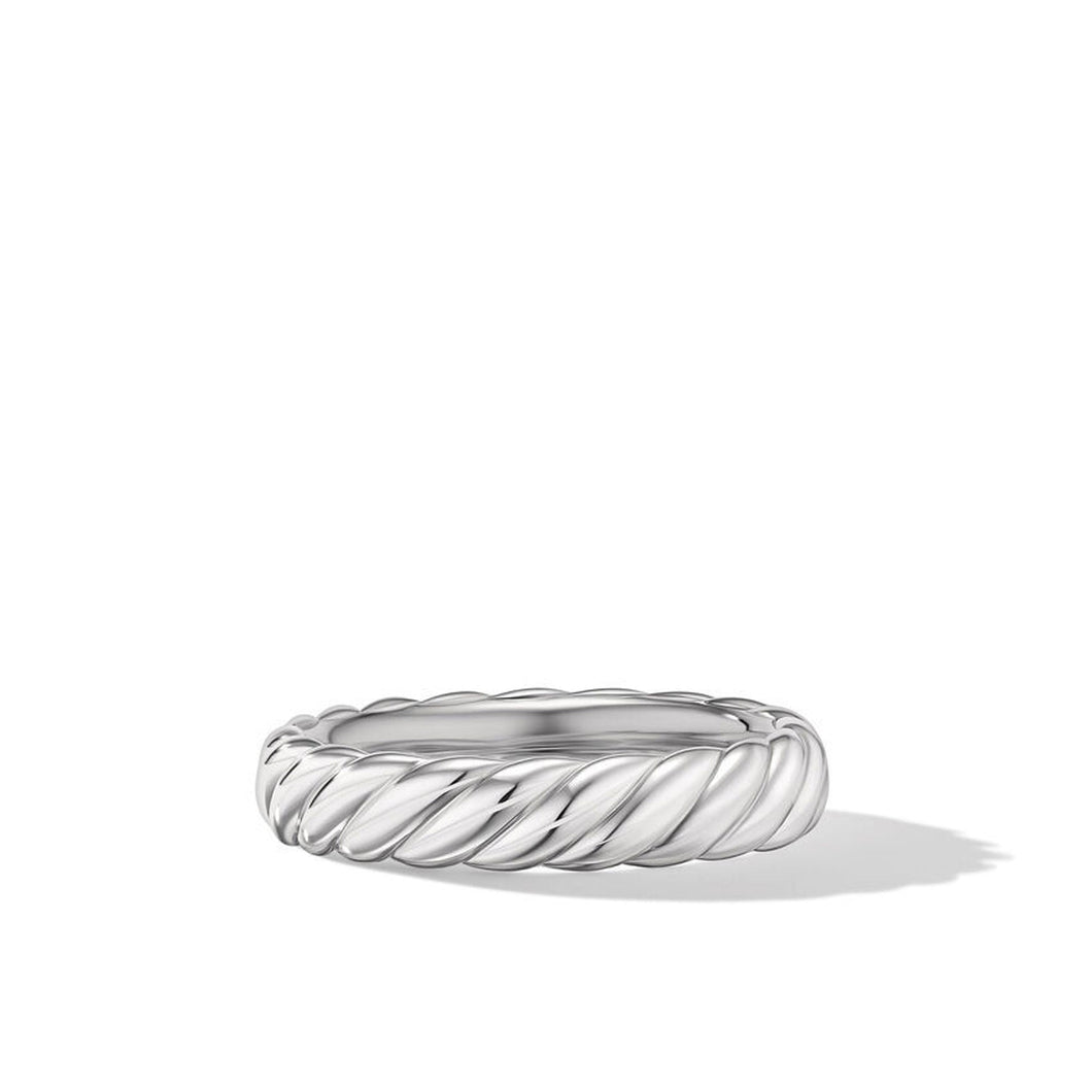 David Yurman Sculpted Cable Band Ring in 18K White Gold | Size 7