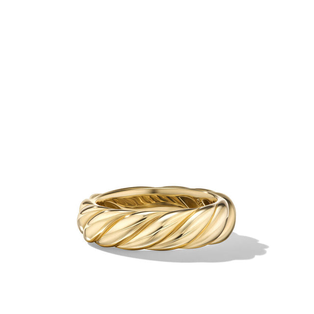 David Yurman Sculpted Cable Band Ring in 18K Yellow Gold | Size 6