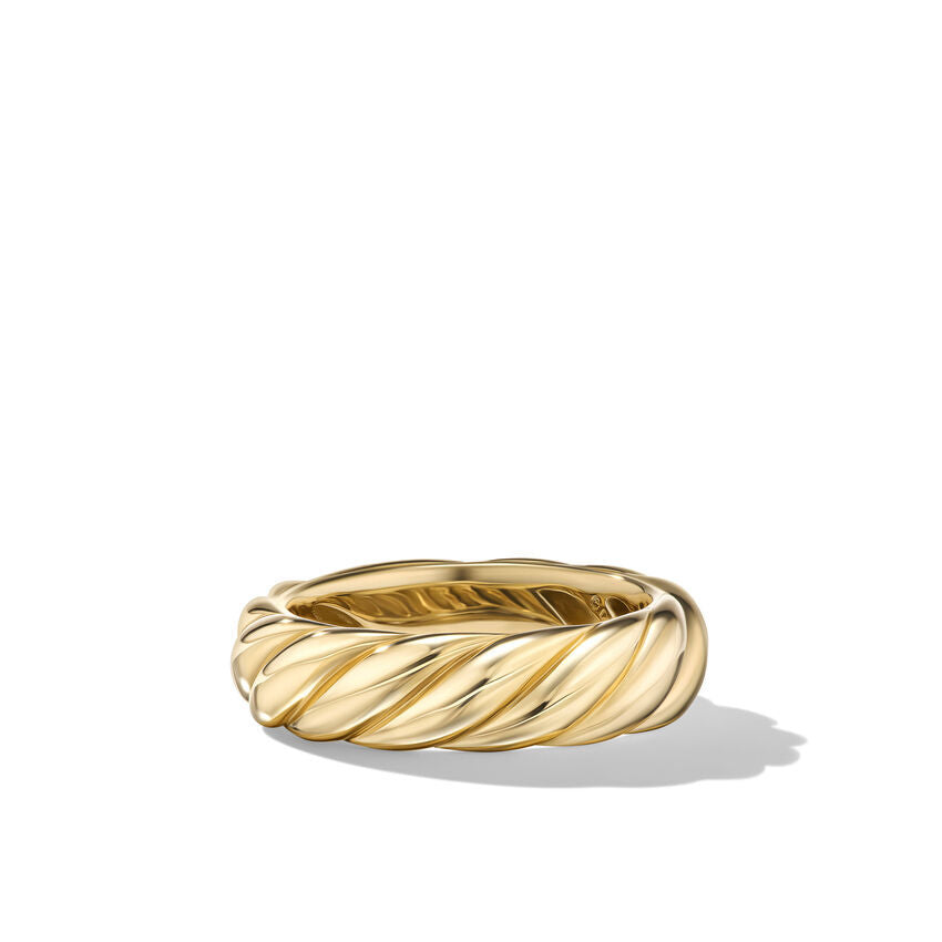 David Yurman Sculpted Cable Band Ring in 18K Yellow Gold | Size 6
