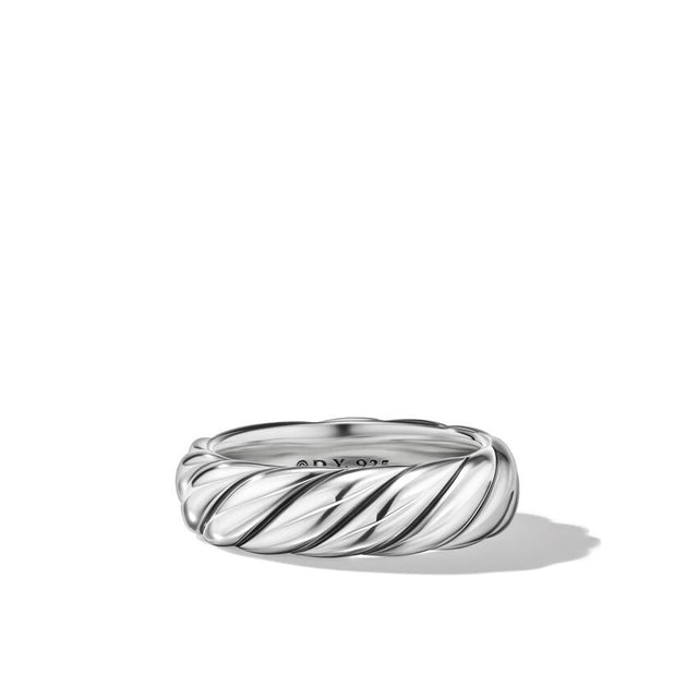 David Yurman Sculpted Cable Band Ring in Sterling Silver | Size 6