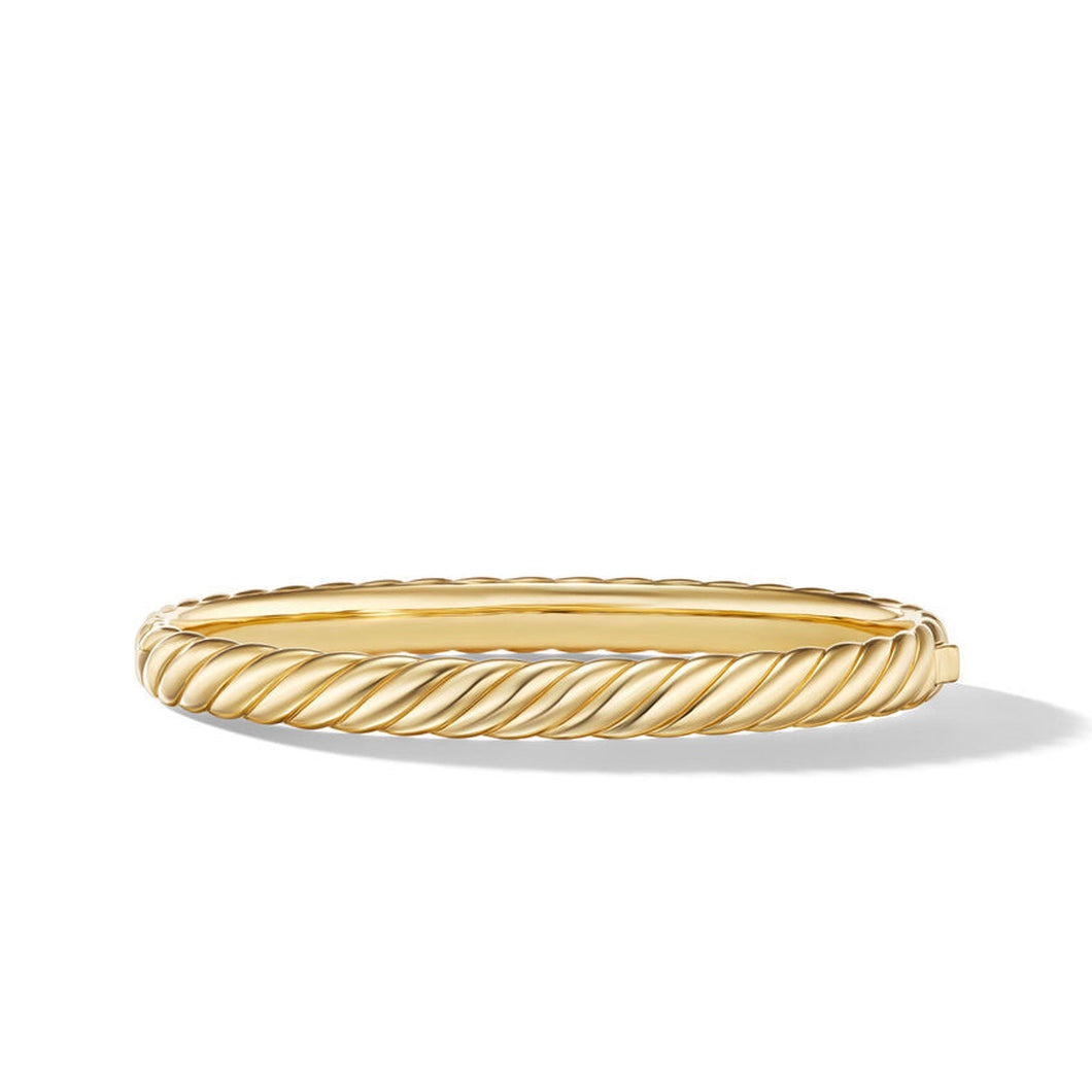 David Yurman Sculpted Cable Bangle Bracelet in 18K Yellow Gold | Medium