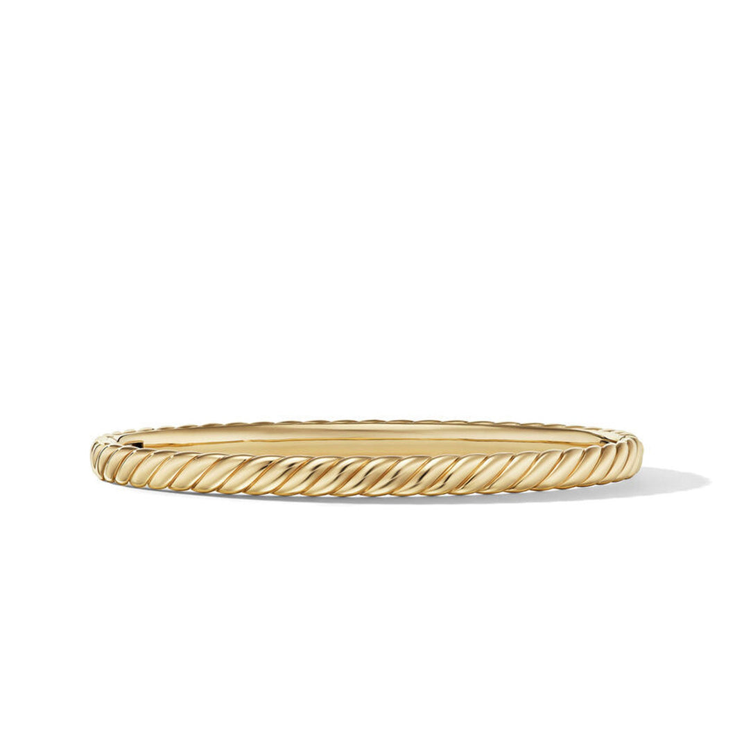 David Yurman Sculpted Cable Bangle Bracelet in 18K Yellow Gold | Medium