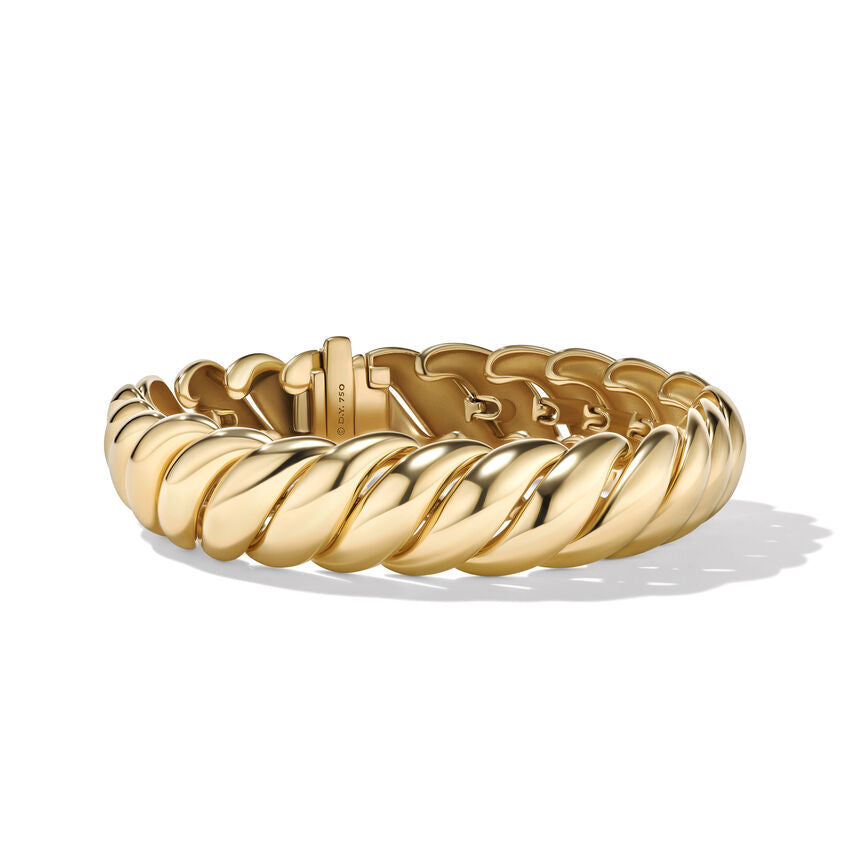 David Yurman Sculpted Cable Bracelet in 18K Yellow Gold, 14mm - Medium