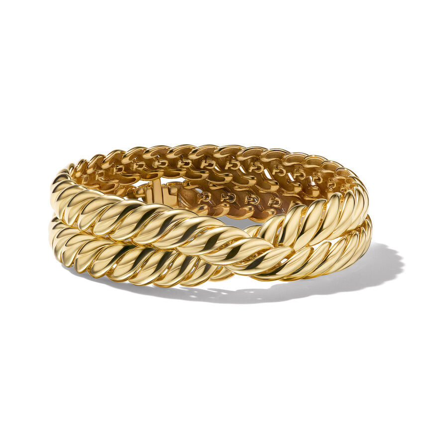 David Yurman Sculpted Cable Double Wrap Bracelet in 18K Yellow Gold | Medium