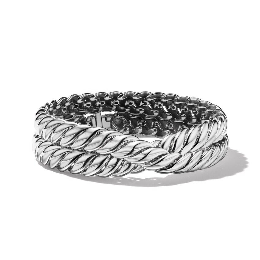 David Yurman Sculpted Cable Double Wrap Bracelet in Sterling Silver | Small