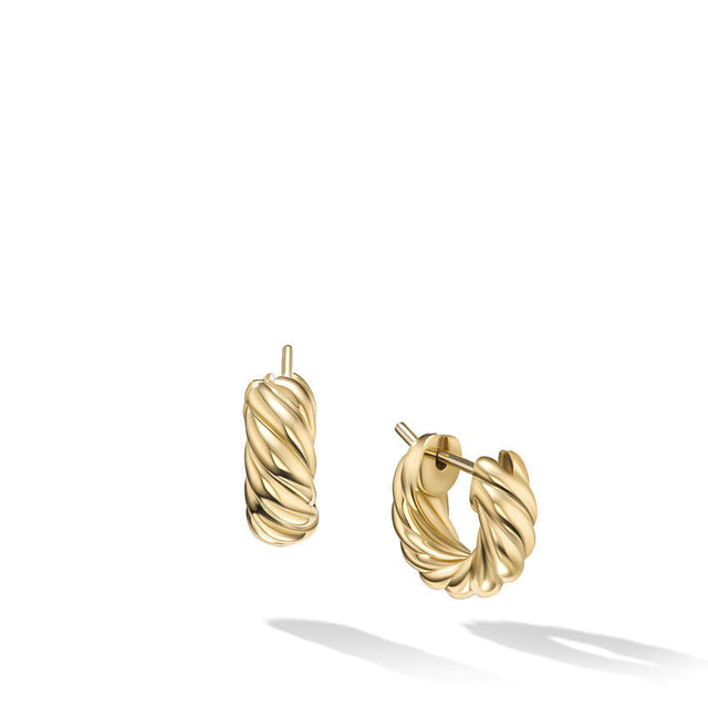 David Yurman Sculpted Cable Hoop Earrings in 18K Yellow Gold