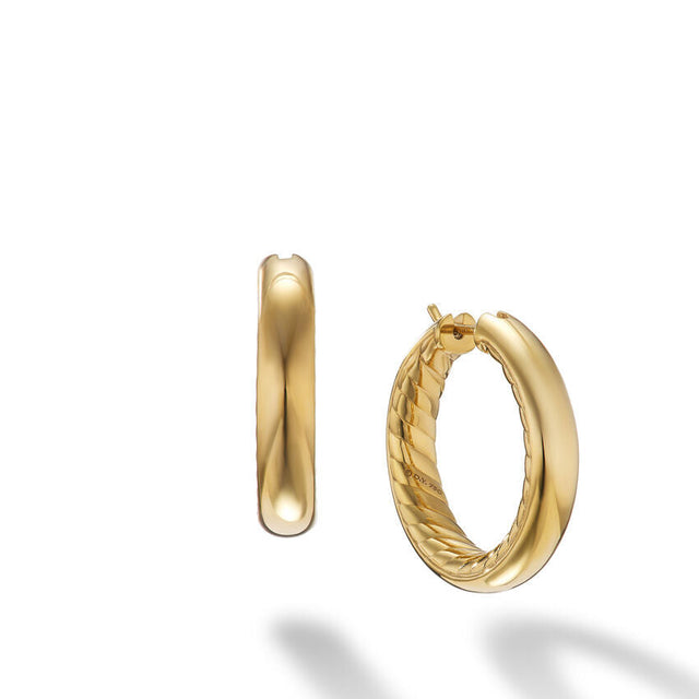 David Yurman Sculpted Cable Hoop Earrings in 18K Yellow Gold