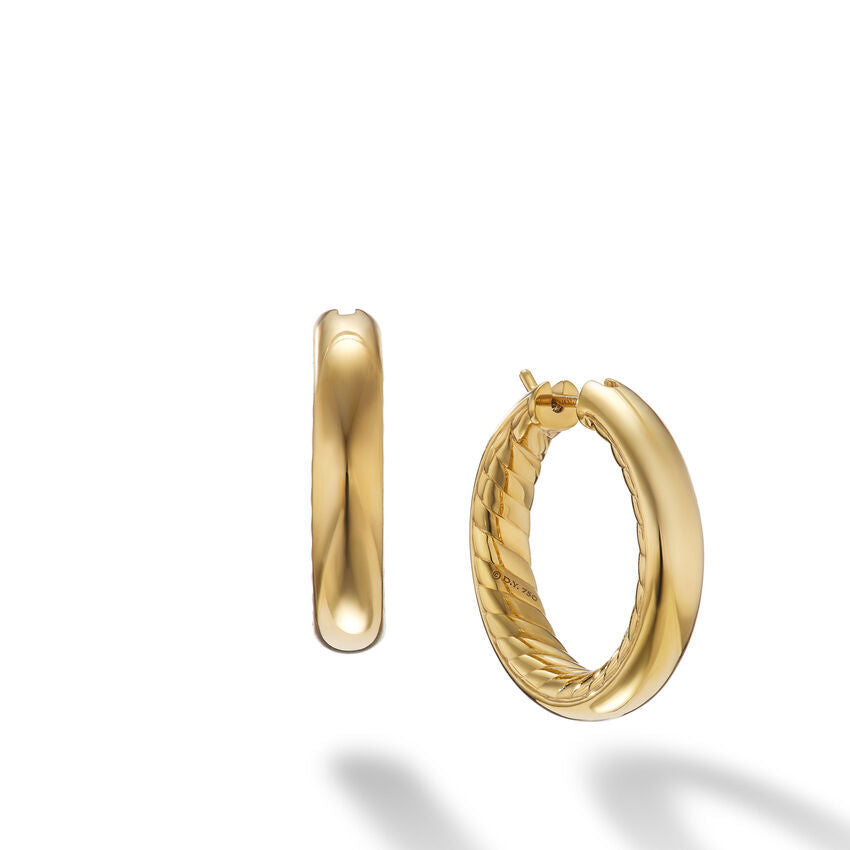 David Yurman Sculpted Cable Hoop Earrings in 18K Yellow Gold