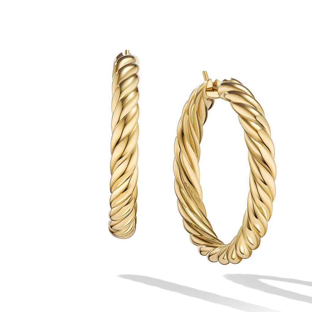 David Yurman Sculpted Cable Hoop Earrings in 18K Yellow Gold
