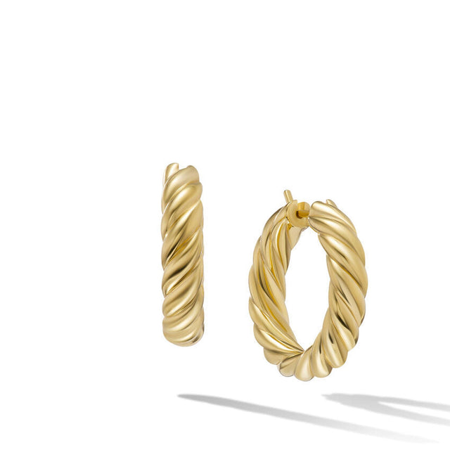 David Yurman Sculpted Cable Hoop Earrings in 18K Yellow Gold