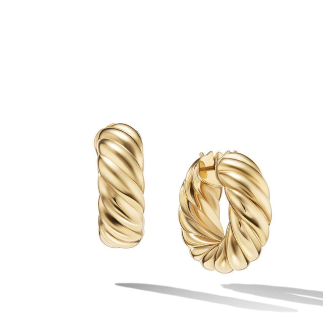 David Yurman Sculpted Cable Hoop Earrings in 18K Yellow Gold