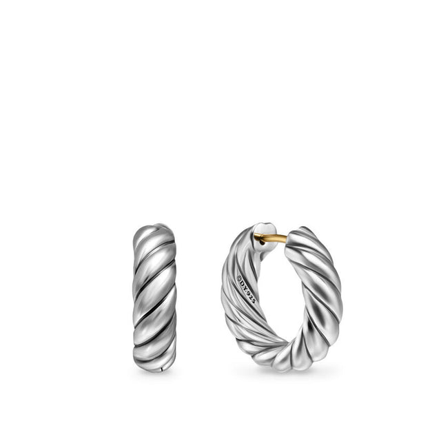 David Yurman Sculpted Cable Hoop Earrings in Sterling Silver 18.6mm
