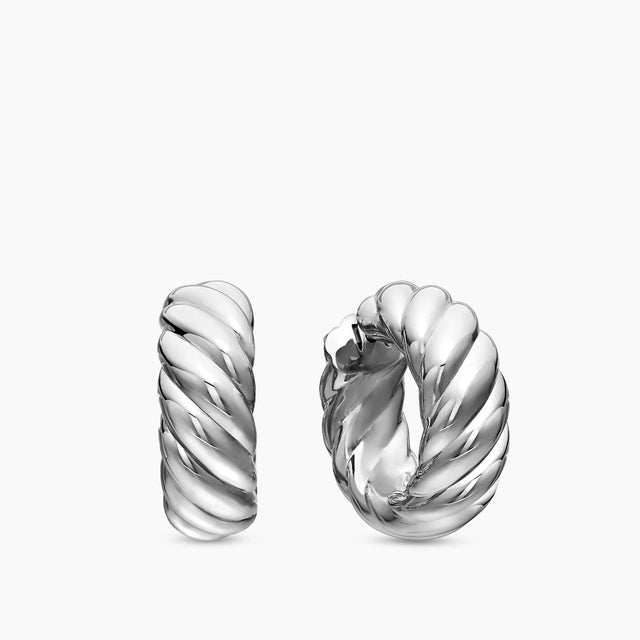 David Yurman Sculpted Cable Hoop Earrings in Sterling Silver