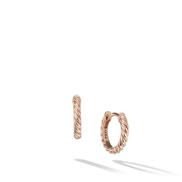David Yurman Sculpted Cable Huggie Hoop Earrings in 18K Rose Gold