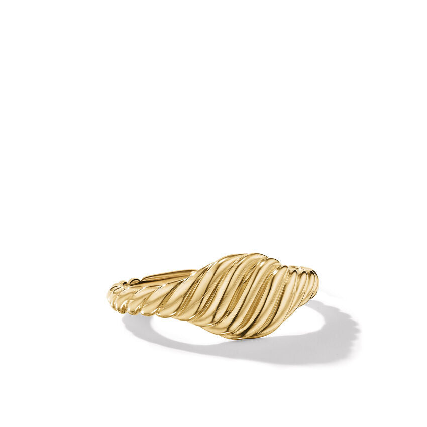 David Yurman Sculpted Cable Micro Cable Pinky Ring in 18K Yellow Gold | Size 4