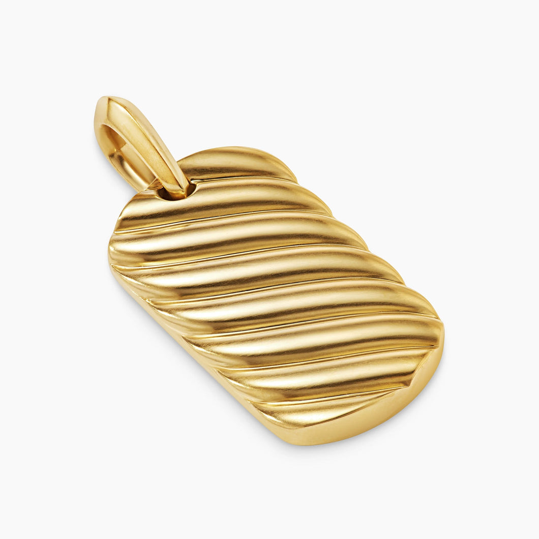David Yurman Sculpted Cable Tag in 18K Yellow Gold, 27mm